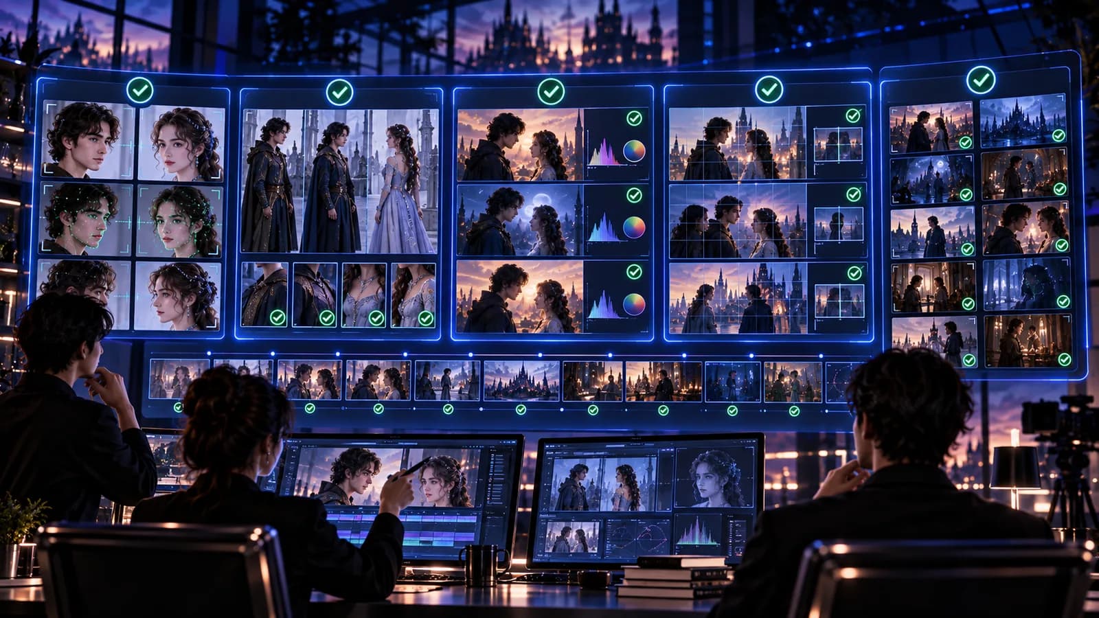 Character references displayed beside scene frames